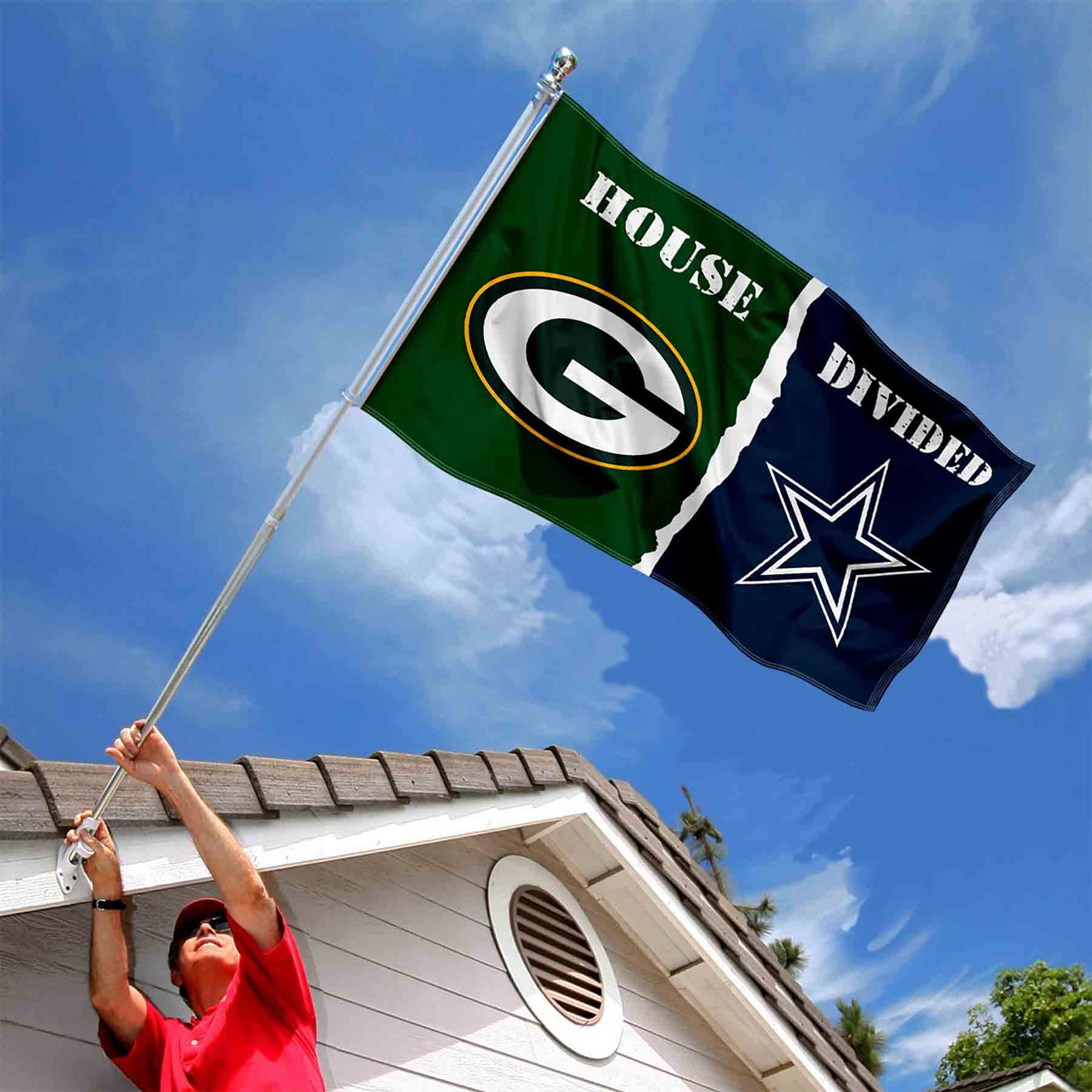 WinCraft Packers and Cowboys House Divided Flag Rivalry Banner - Sports Collectibles, Sports Memorabilia, Sports Fan Shop, Sports Gifts