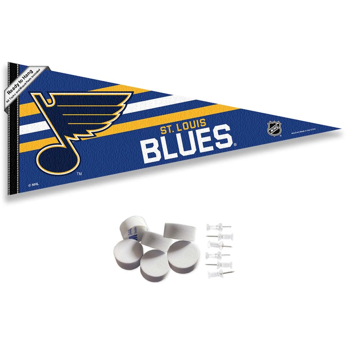St. Louis Blues Pennant Flag and Wall Tack Pads Mounts - Sports Collectibles, Sports Memorabilia, Sports Fan Shop, Sports Gifts