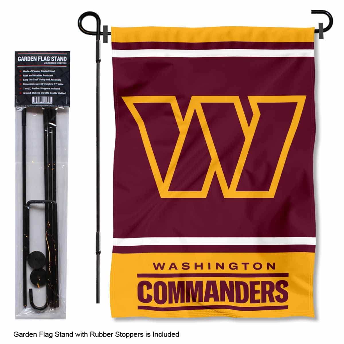 WinCraft Washington Commanders Garden Flag and Flagpole Mount - Sports Collectibles, Sports Memorabilia, Sports Fan Shop, Sports Gifts