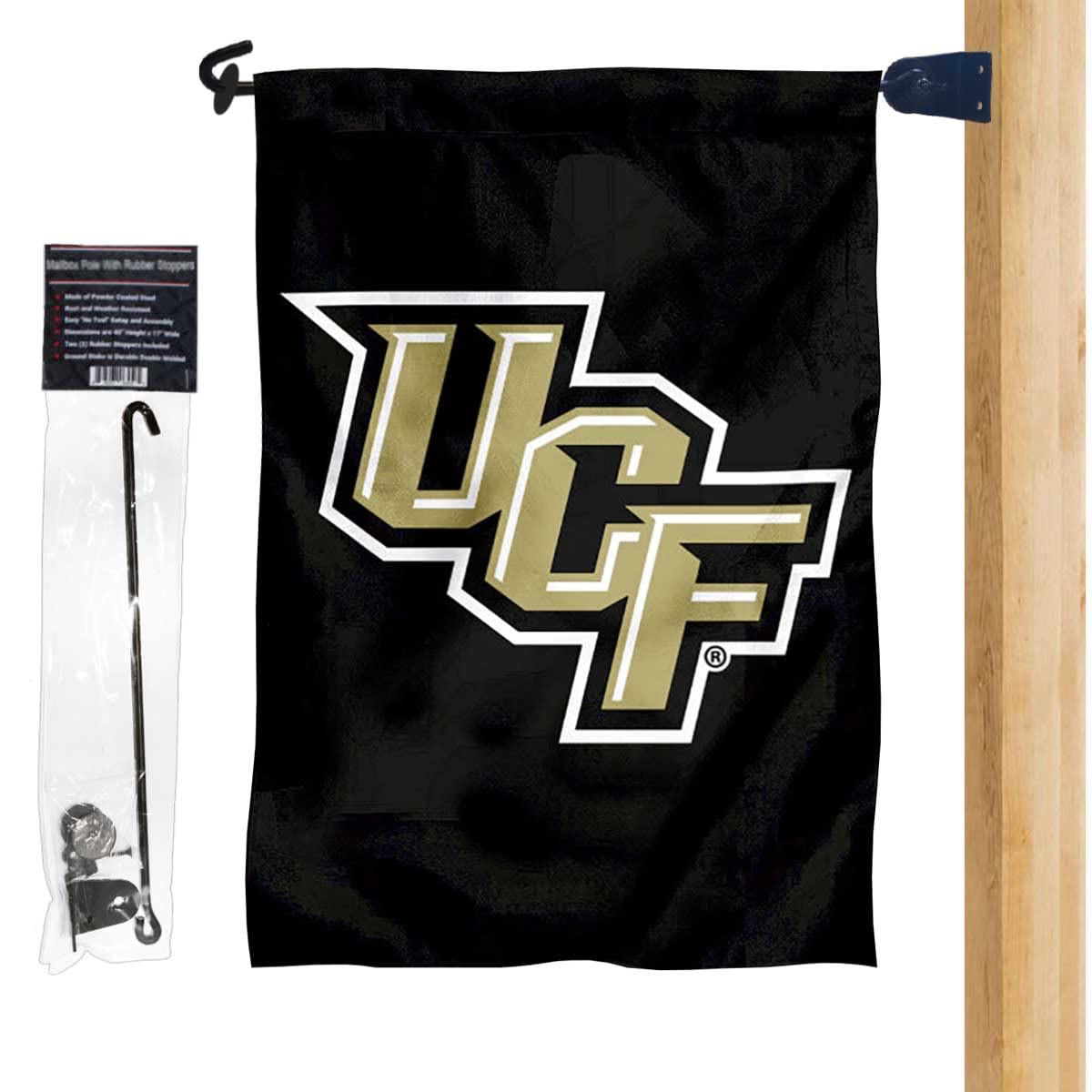 Central Florida Knights Black Garden Flag and Mailbox Post Pole Mount Holder Set - Sports Collectibles, Sports Memorabilia, Sports Fan Shop, Sports Gifts
