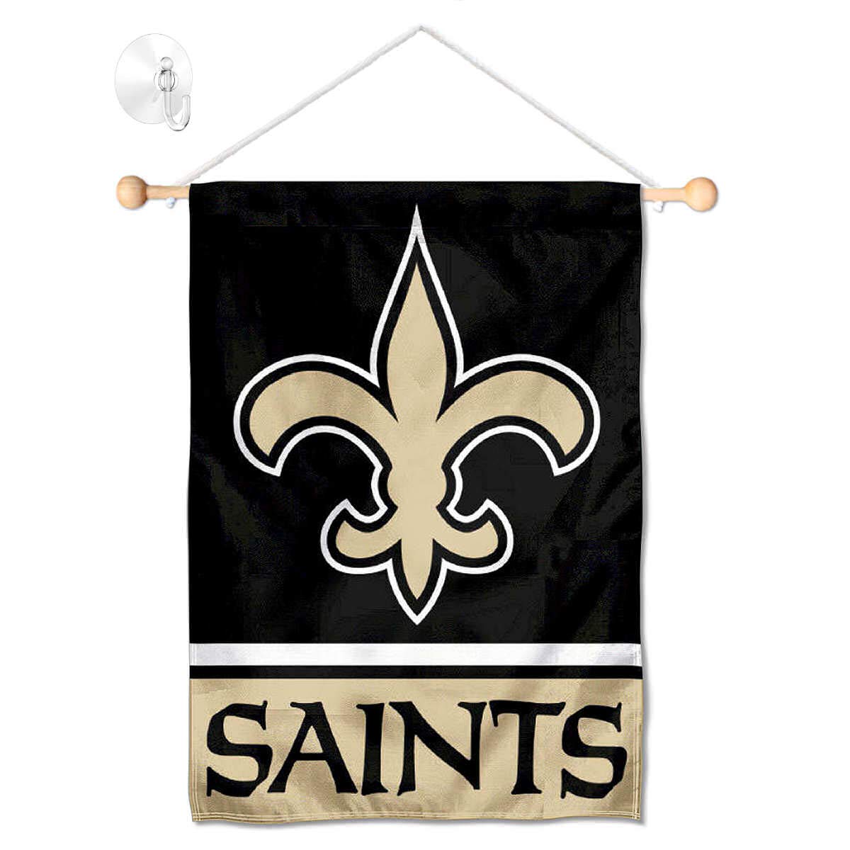 New Orleans Saints Banner Window Wall Hanging Flag with Suction Cup - Sports Collectibles, Sports Memorabilia, Sports Fan Shop, Sports Gifts