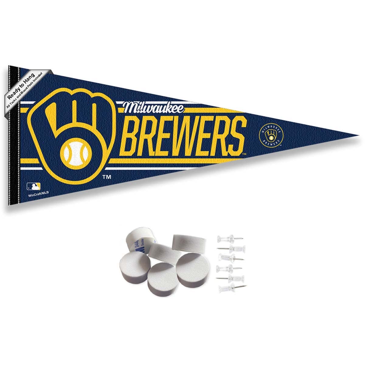 Milwaukee Brewers Pennant Banner and Wall Tack Pads - Sports Collectibles, Sports Memorabilia, Sports Fan Shop, Sports Gifts