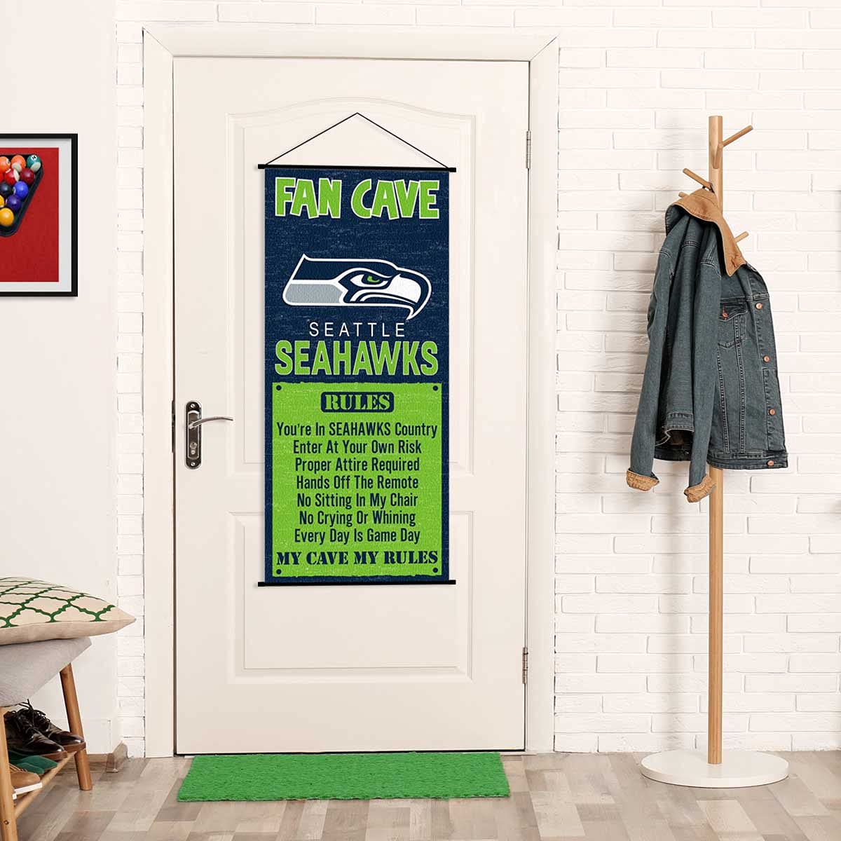 WinCraft Seattle Seahawks Man Cave Fan Banner Wall Door Scroll - Sports Collectibles, Sports Memorabilia, Sports Fan Shop, Sports Gifts