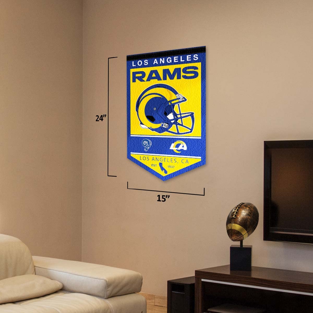 WinCraft Los Angeles Rams Heritage History Banner Pennant - Sports Collectibles, Sports Memorabilia, Sports Fan Shop, Sports Gifts