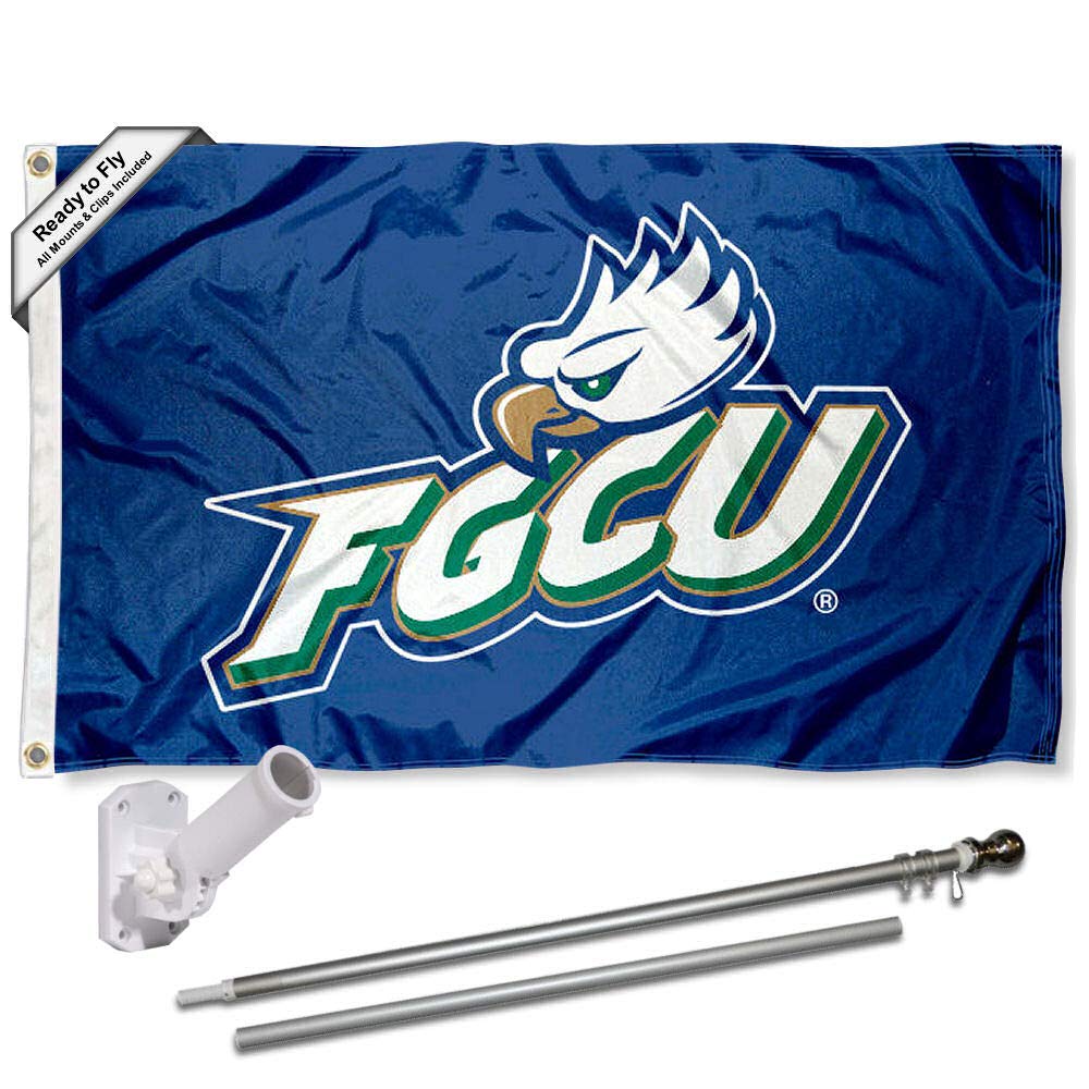 College Flags & Banners Co. Florida Gulf Coast University Flag and Pole Bracket Mount Bundle - Sports Collectibles, Sports Memorabilia, Sports Fan Shop, Sports Gifts