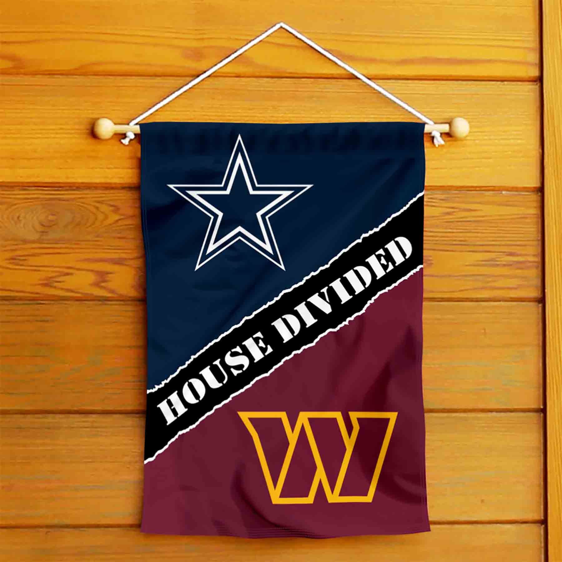 WinCraft House Divided Cowboys and Commanders Double Sided Garden Flag - Sports Collectibles, Sports Memorabilia, Sports Fan Shop, Sports Gifts