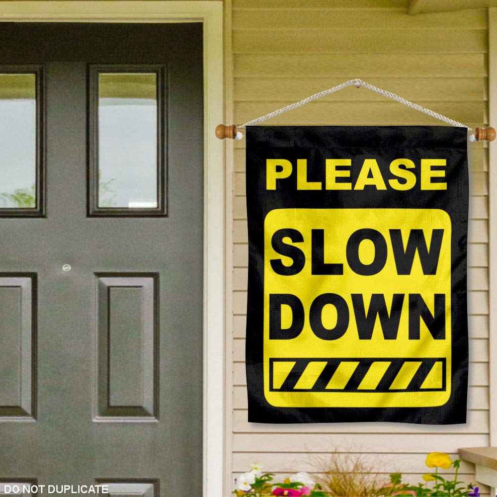 Caution Slow Down Speeding Sign Banner with Pole - Sports Collectibles, Sports Memorabilia, Sports Fan Shop, Sports Gifts