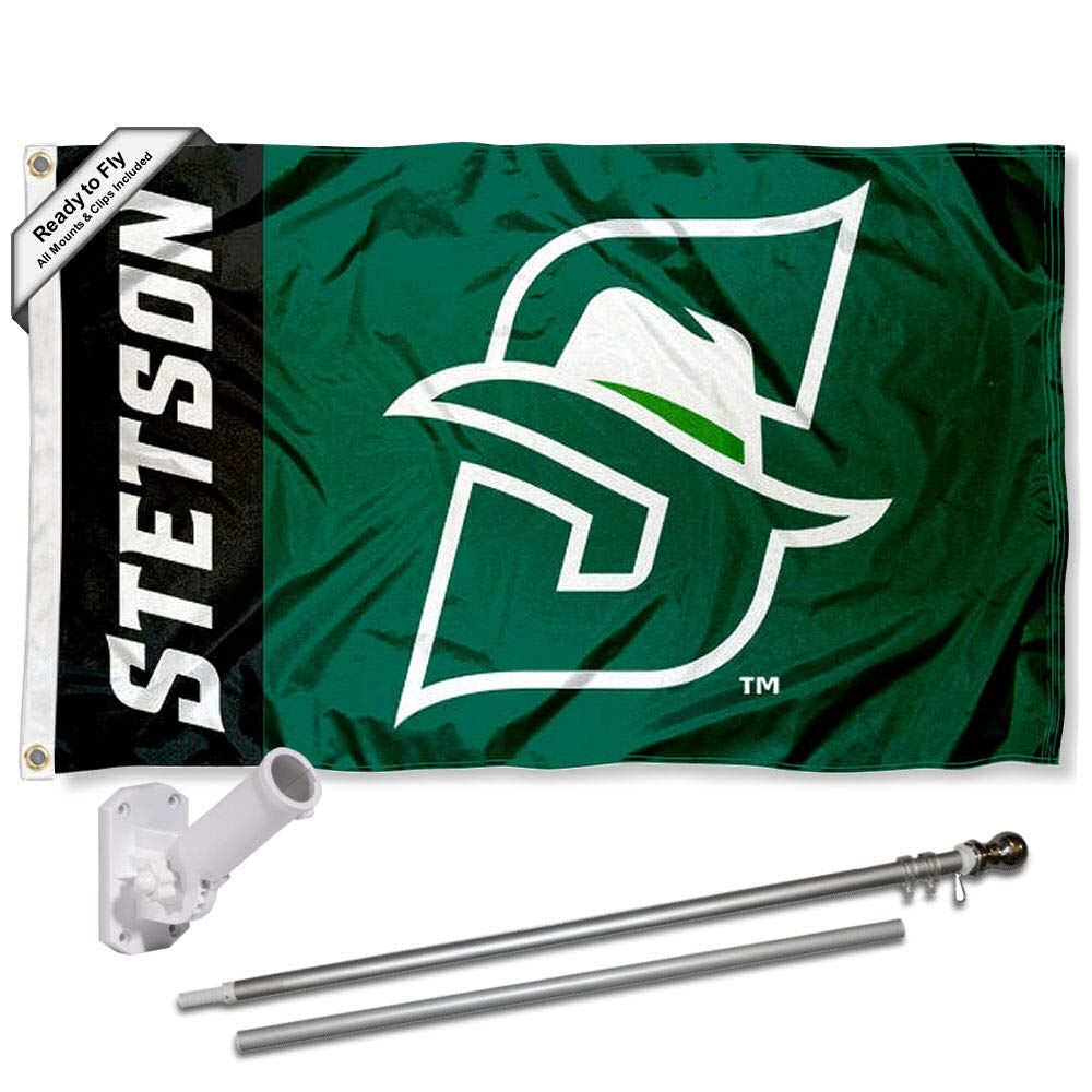 College Flags & Banners Co. Stetson Hatters New Logo Flag and Pole Bracket Mount Bundle - Sports Collectibles, Sports Memorabilia, Sports Fan Shop, Sports Gifts