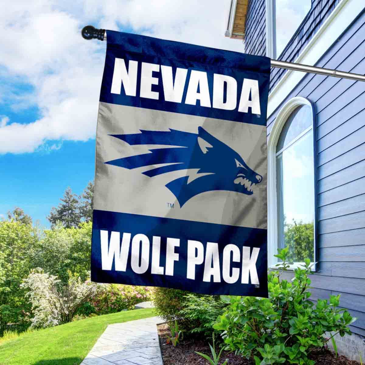University of Nevada House Flag with Flag Pole Set - Sports Collectibles, Sports Memorabilia, Sports Fan Shop, Sports Gifts