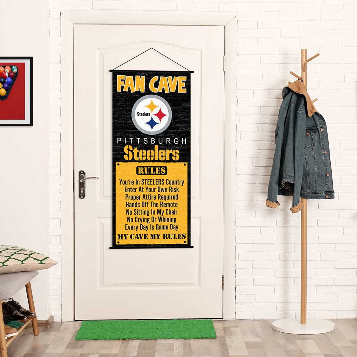 WinCraft Pittsburgh Steelers Man Cave Fan Banner Wall Door Scroll - Sports Collectibles, Sports Memorabilia, Sports Fan Shop, Sports Gifts