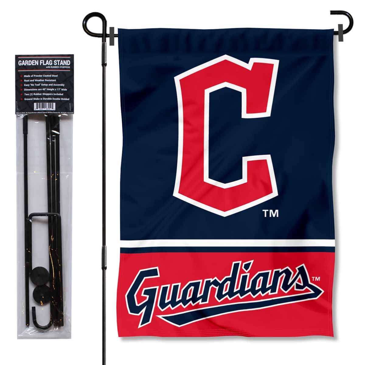 WinCraft Cleveland Baseball Diamond C Garden Flag and Pole Stand Mount - Sports Collectibles, Sports Memorabilia, Sports Fan Shop, Sports Gifts