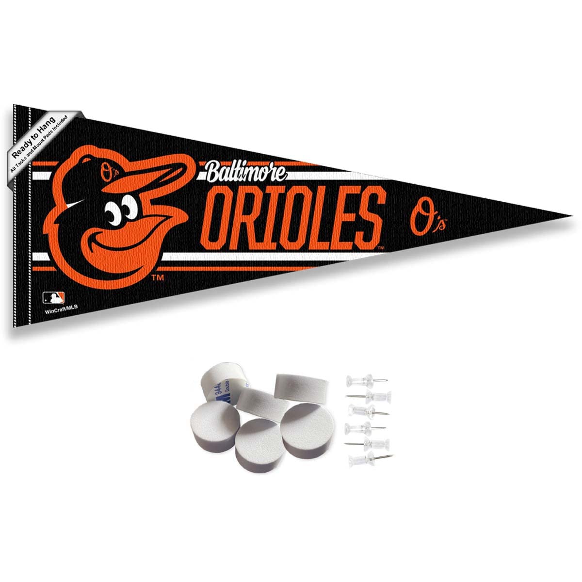 Baltimore Orioles Pennant Banner and Wall Tack Pads - Sports Collectibles, Sports Memorabilia, Sports Fan Shop, Sports Gifts