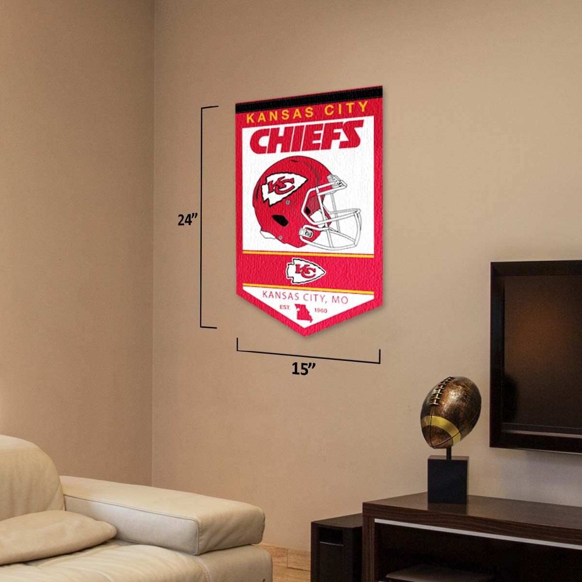 WinCraft Kansas City Chiefs Heritage History Banner Pennant - Sports Collectibles, Sports Memorabilia, Sports Fan Shop, Sports Gifts