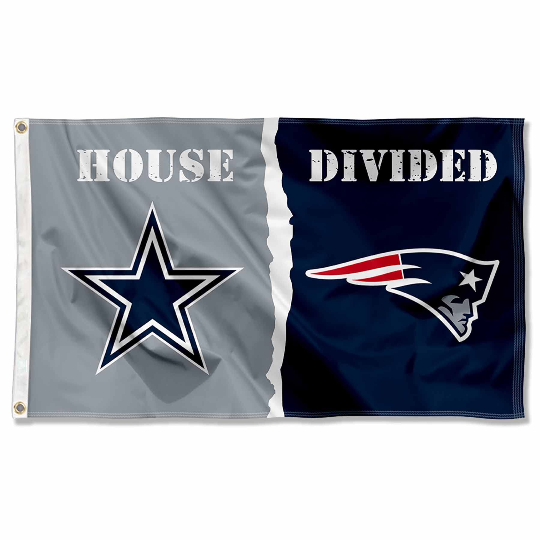 WinCraft Cowboys and Patriots House Divided Flag Rivalry Banner - Sports Collectibles, Sports Memorabilia, Sports Fan Shop, Sports Gifts
