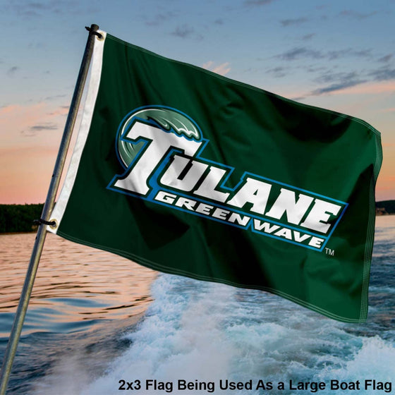College Flags & Banners Co. Tulane Green Wave Small 2x3 Foot Flag - Sports Collectibles, Sports Memorabilia, Sports Fan Shop, Sports Gifts