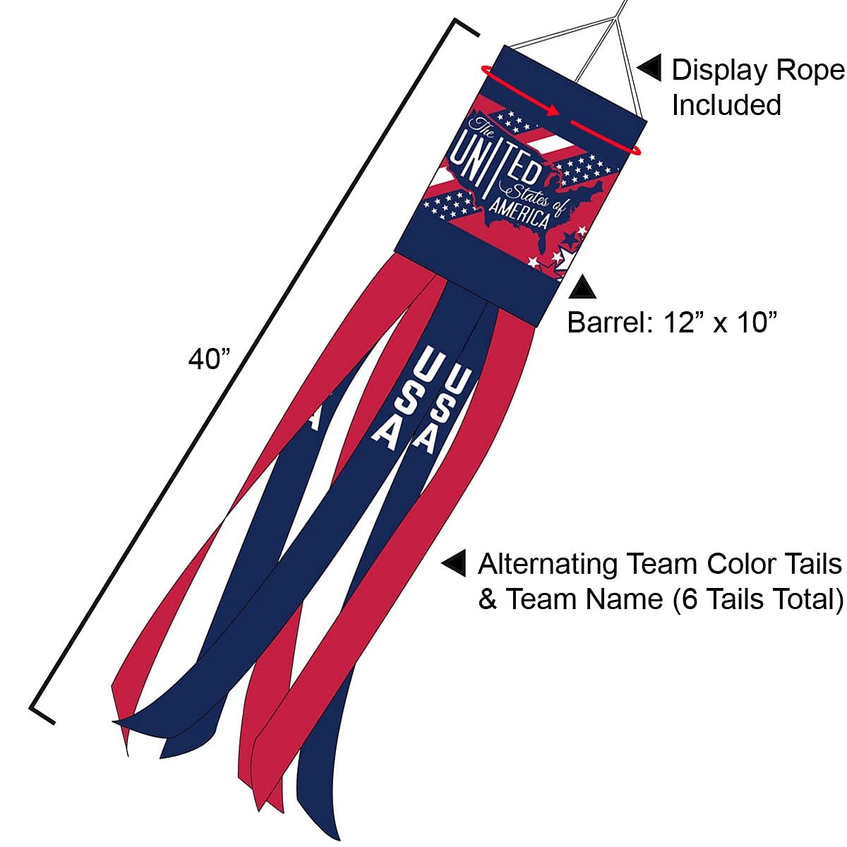 USA Team Windsock - Sports Collectibles, Sports Memorabilia, Sports Fan Shop, Sports Gifts