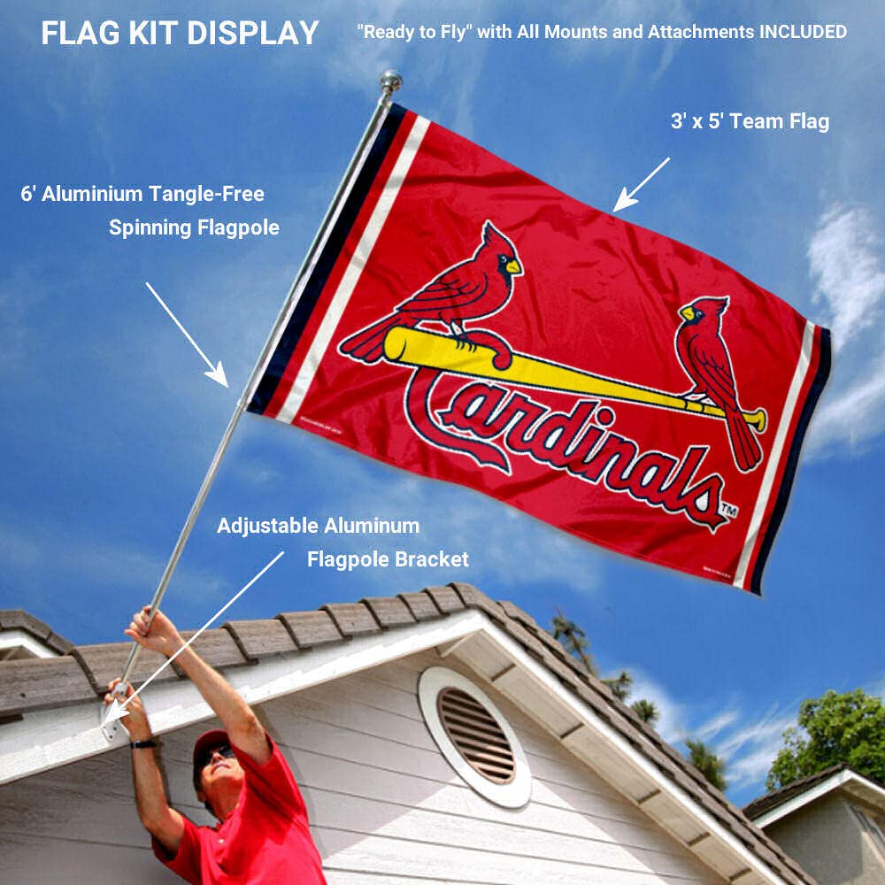 WinCraft St. Louis Cardinals Birds Flag Pole and Bracket Set - Sports Collectibles, Sports Memorabilia, Sports Fan Shop, Sports Gifts