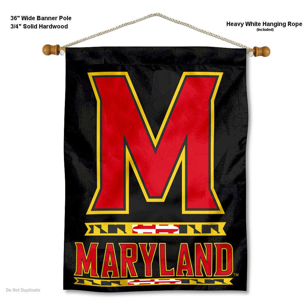College Flags & Banners Co. Maryland Terrapins Double Sided House Flag and Wood Banner Pole Set - Sports Collectibles, Sports Memorabilia, Sports Fan Shop, Sports Gifts