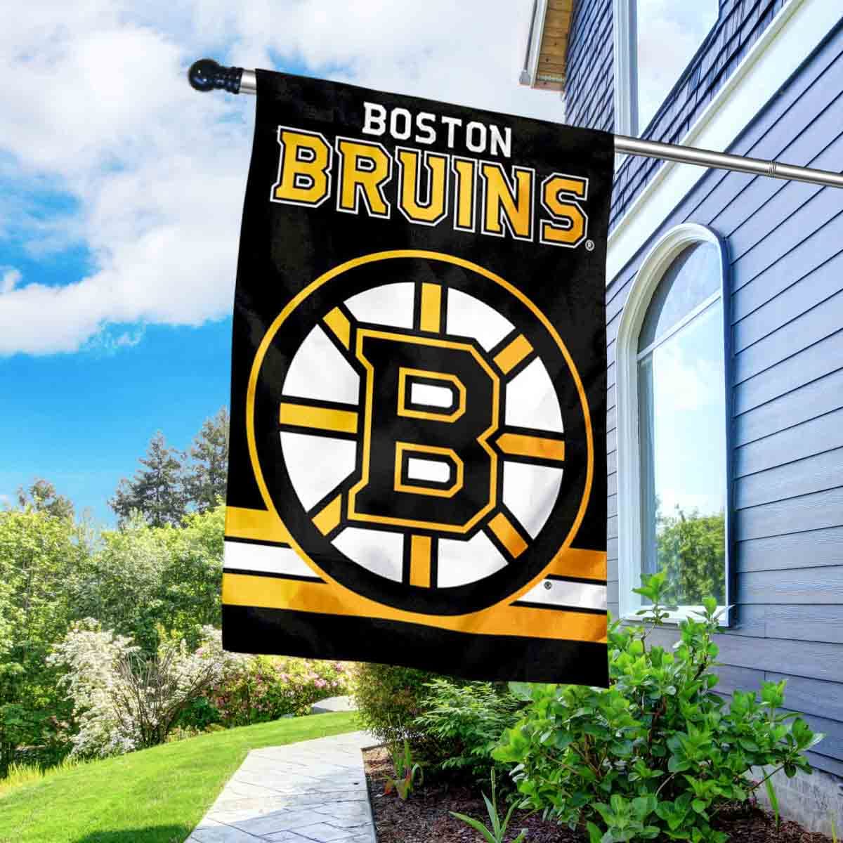 WinCraft Bruins Banner House Flag and 5 Foot Flagpole Set - Sports Collectibles, Sports Memorabilia, Sports Fan Shop, Sports Gifts