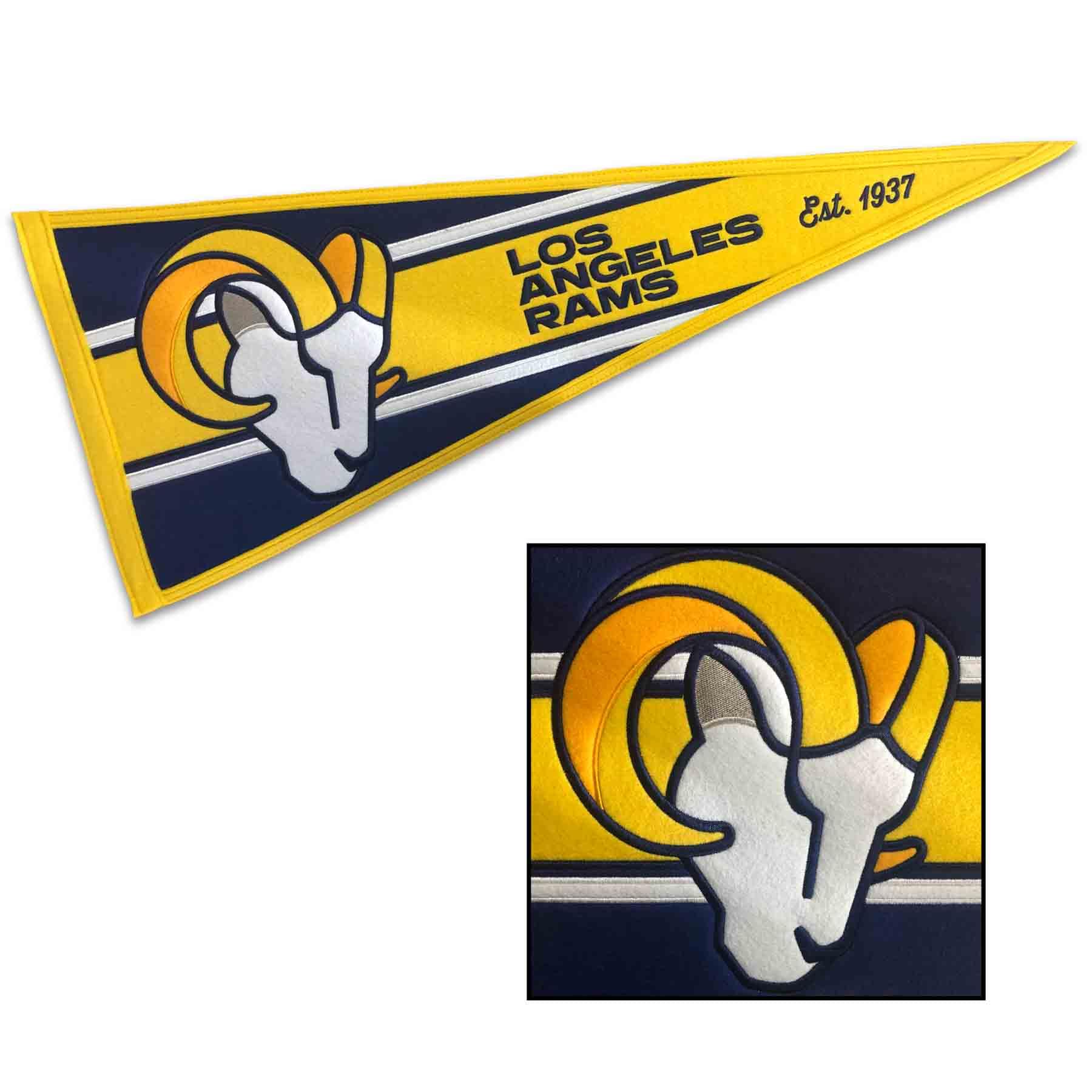 WinCraft Los Angeles Rams Embroidered and Sewn Pennant - Sports Collectibles, Sports Memorabilia, Sports Fan Shop, Sports Gifts