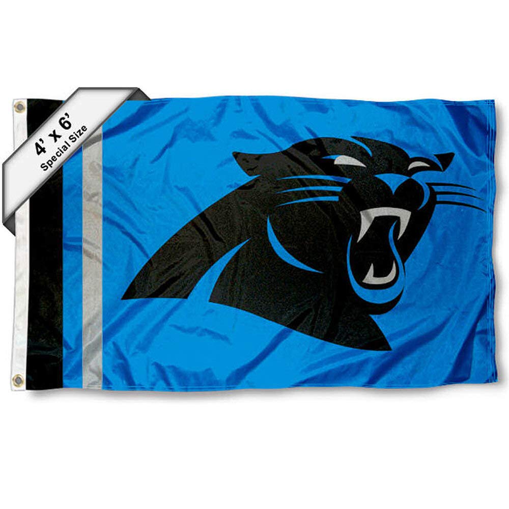 WinCraft Carolina Panthers 4 ft x 6 ft Foot Flag - Sports Collectibles, Sports Memorabilia, Sports Fan Shop, Sports Gifts