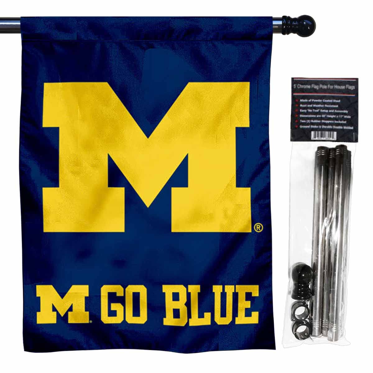 College Flags & Banners Co. - Furman University House Flag with Flag Pole Set - Sports Collectibles, Sports Memorabilia, Sports Fan Shop, Sports Gifts