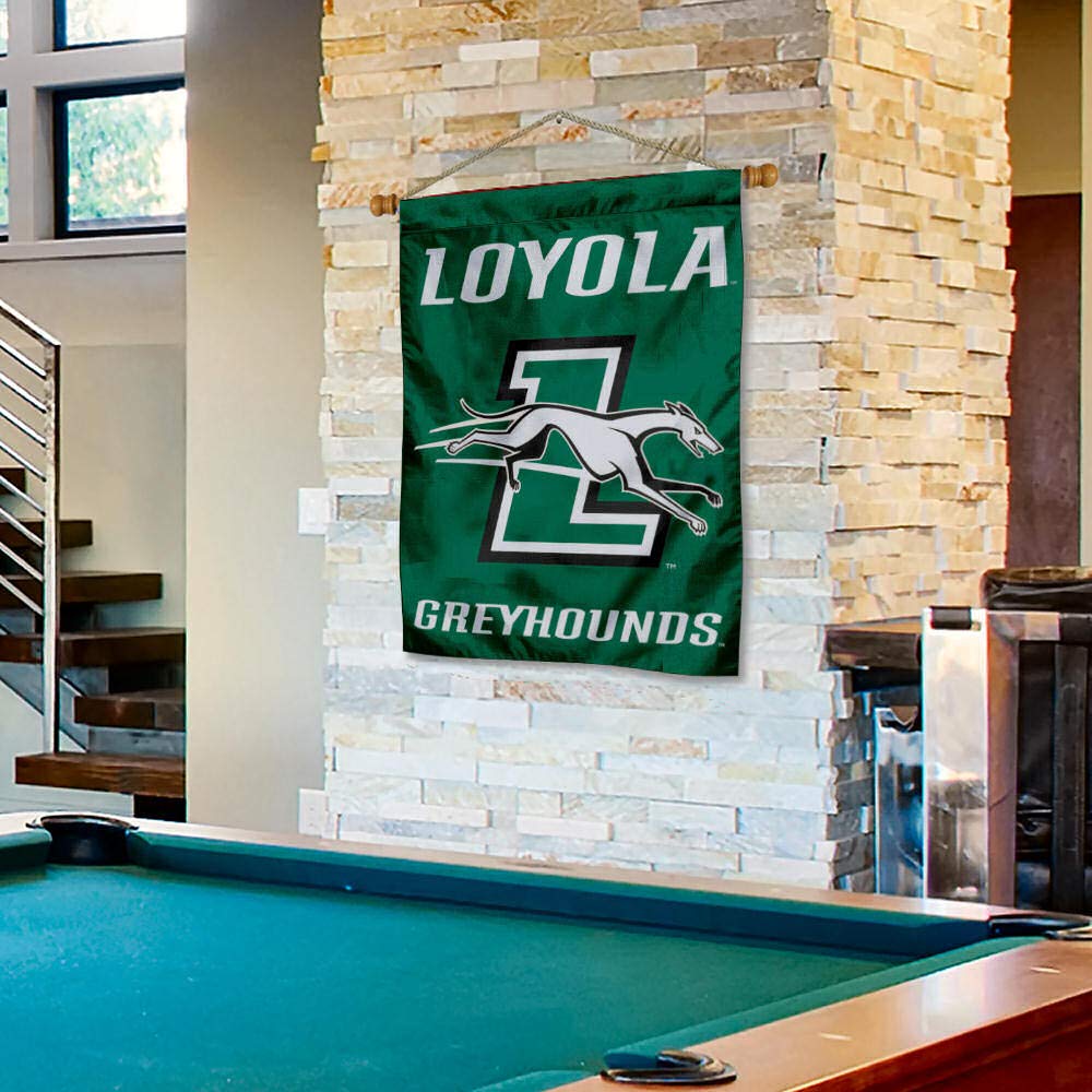 College Flags & Banners Co. Loyola Maryland Greyhounds Double Sided House Flag and Wood Banner Pole Set - Sports Collectibles, Sports Memorabilia, Sports Fan Shop, Sports Gifts