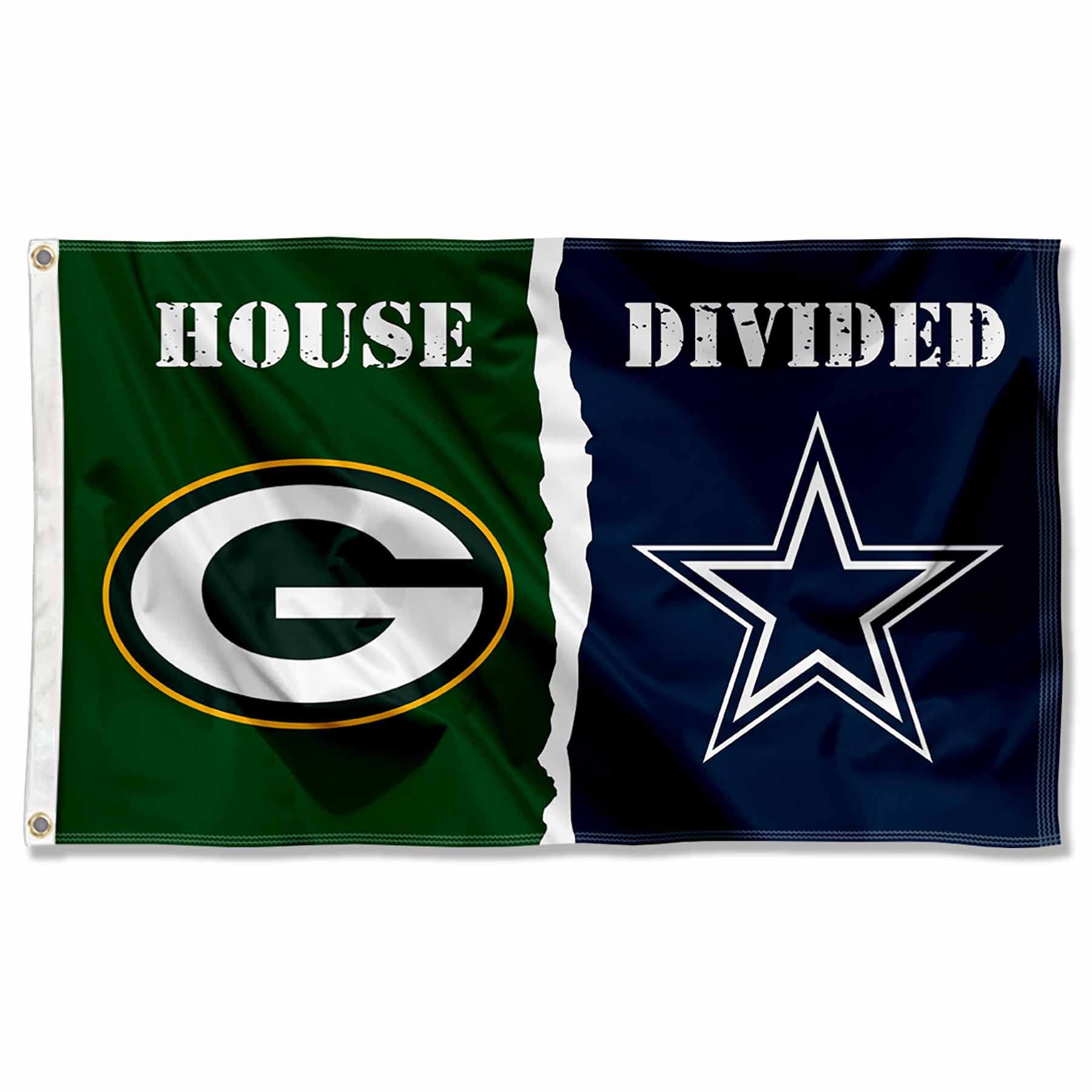 WinCraft Packers and Cowboys House Divided Flag Rivalry Banner - Sports Collectibles, Sports Memorabilia, Sports Fan Shop, Sports Gifts