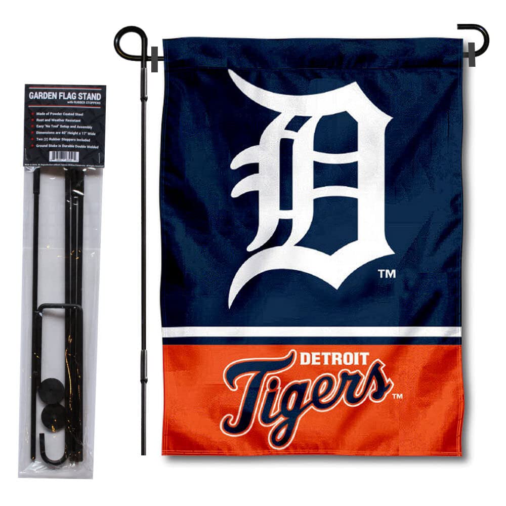 WinCraft Detroit Baseball Garden Flag with Stand Holder - Sports Collectibles, Sports Memorabilia, Sports Fan Shop, Sports Gifts