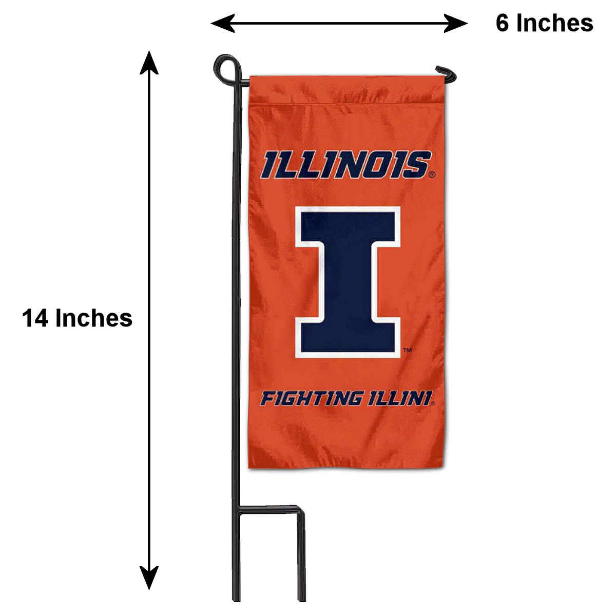 College Flags & Banners Co. Illinois Fighting Illini Mini Garden and Flower Pot Flag Topper - Sports Collectibles, Sports Memorabilia, Sports Fan Shop, Sports Gifts