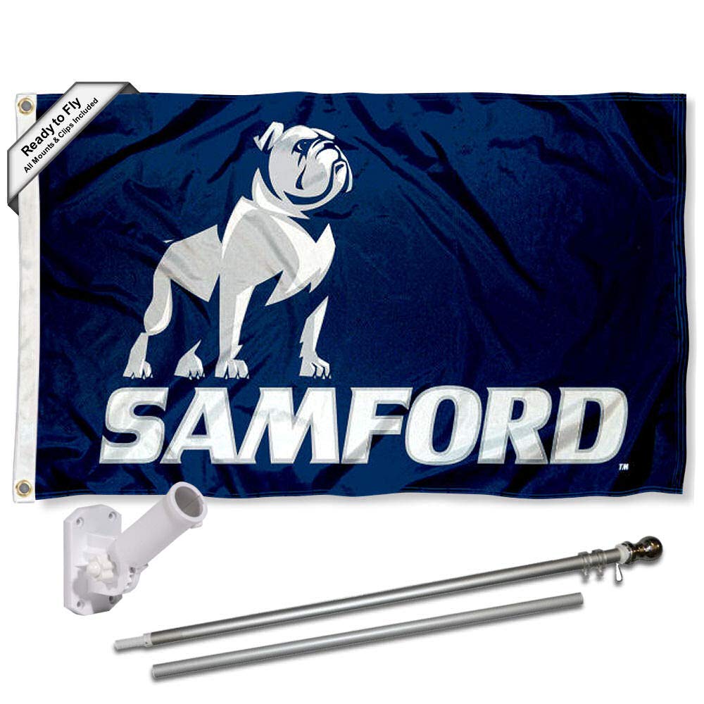 College Flags & Banners Co. Samford Bulldogs New Logo Flag and Pole Bracket Mount Bundle - Sports Collectibles, Sports Memorabilia, Sports Fan Shop, Sports Gifts