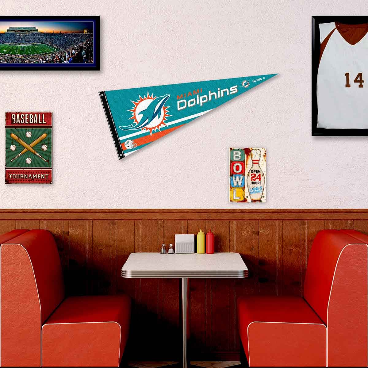 Miami Dolphins Pennant Banner and Wall Tack Pads - Sports Collectibles, Sports Memorabilia, Sports Fan Shop, Sports Gifts