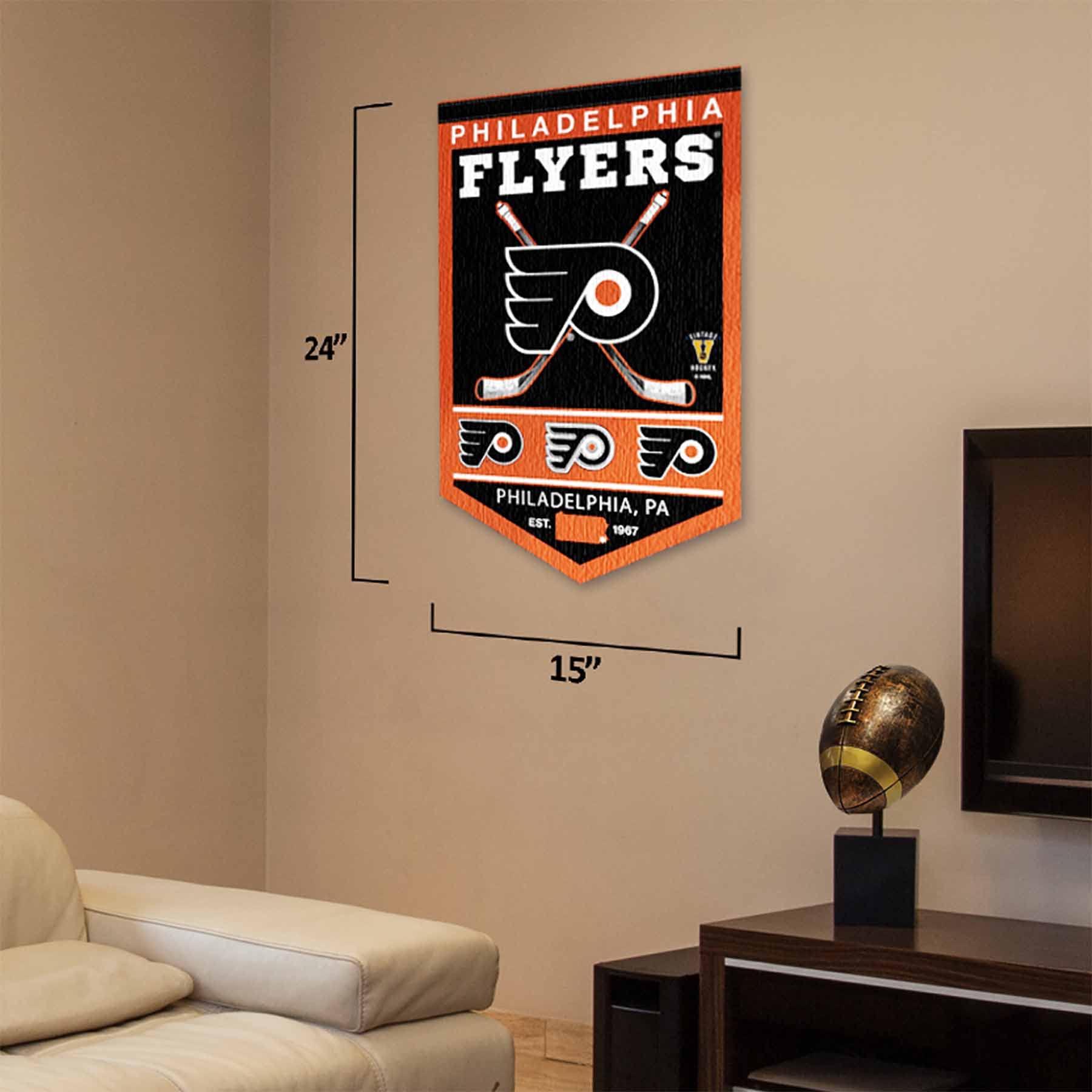 WinCraft Philadelphia Flyers Heritage History Banner Pennant - Sports Collectibles, Sports Memorabilia, Sports Fan Shop, Sports Gifts