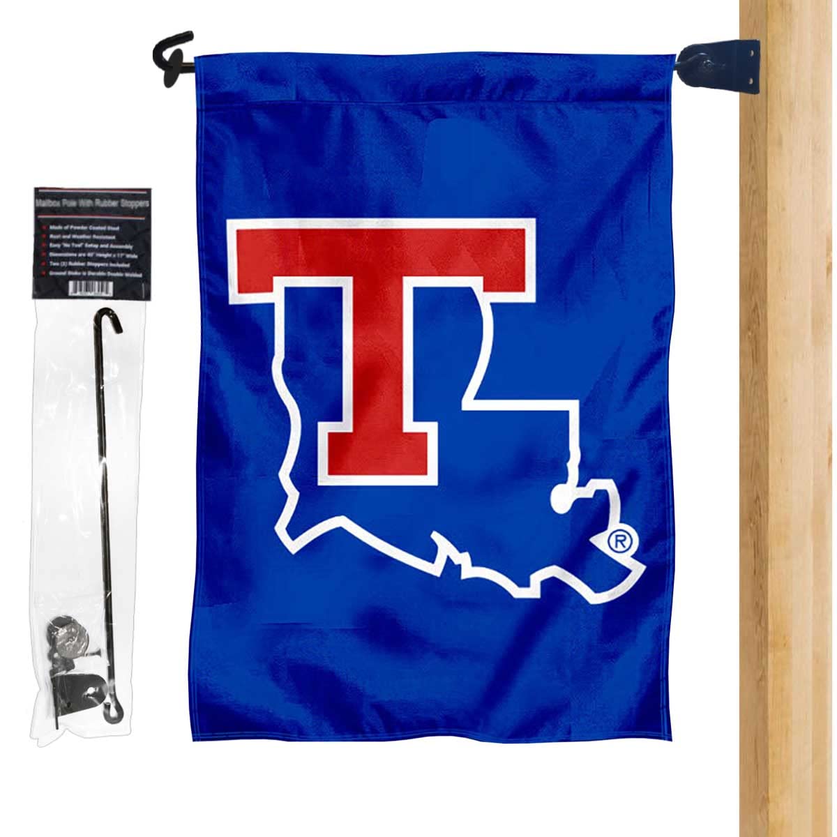 Louisiana Tech Bulldogs Garden Flag and Mailbox Post Pole Mount Holder Set - Sports Collectibles, Sports Memorabilia, Sports Fan Shop, Sports Gifts