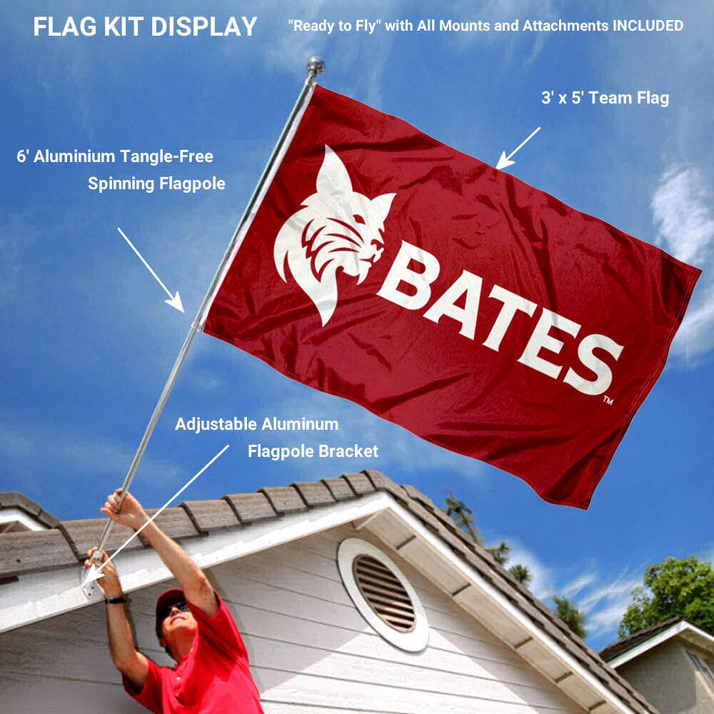 Bates College Bobcats Flag and Pole Bracket Mount Bundle - Sports Collectibles, Sports Memorabilia, Sports Fan Shop, Sports Gifts