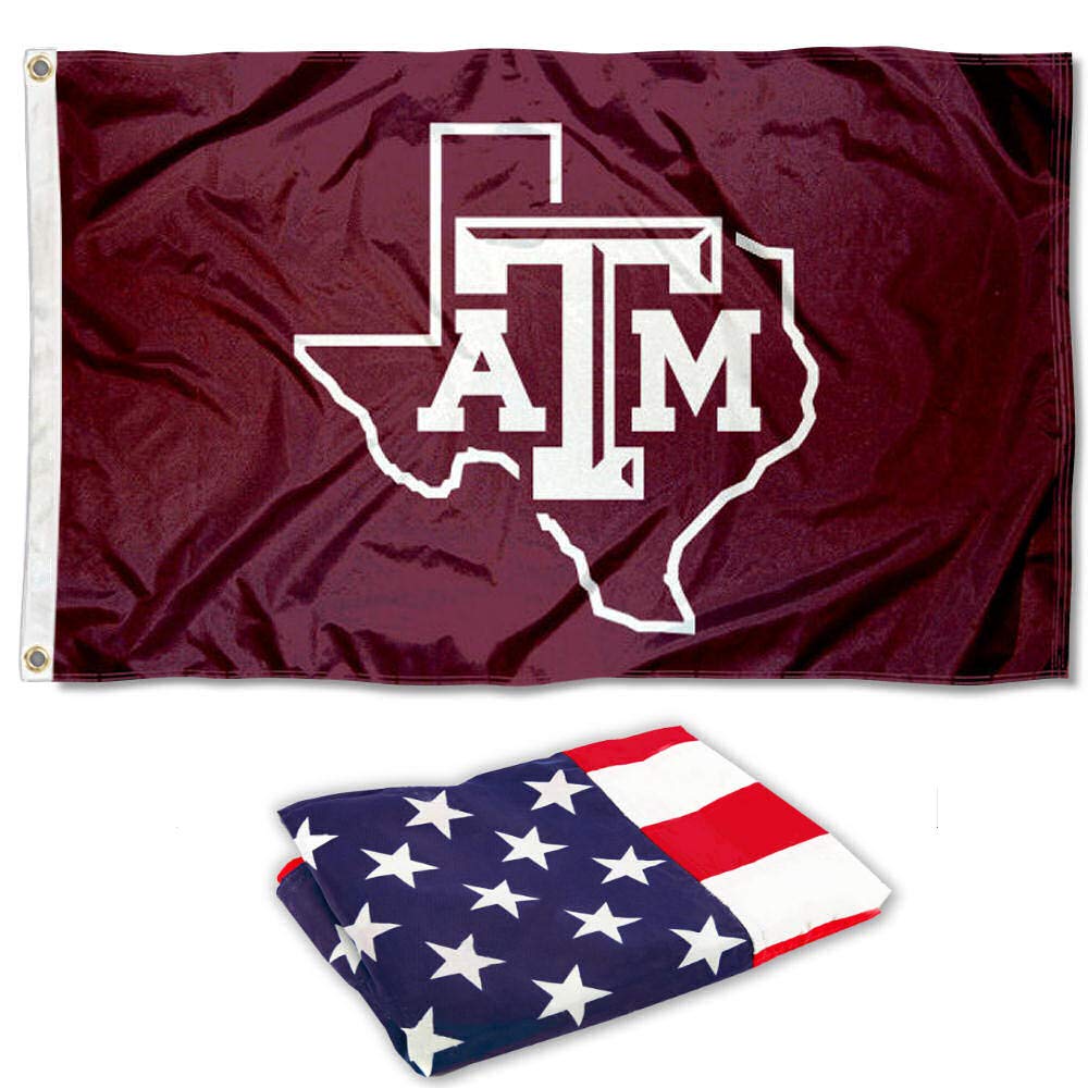 College Flags & Banners Co. Texas A&M Lone Star Logo and USA Flag 3x5 Set - Sports Collectibles, Sports Memorabilia, Sports Fan Shop, Sports Gifts