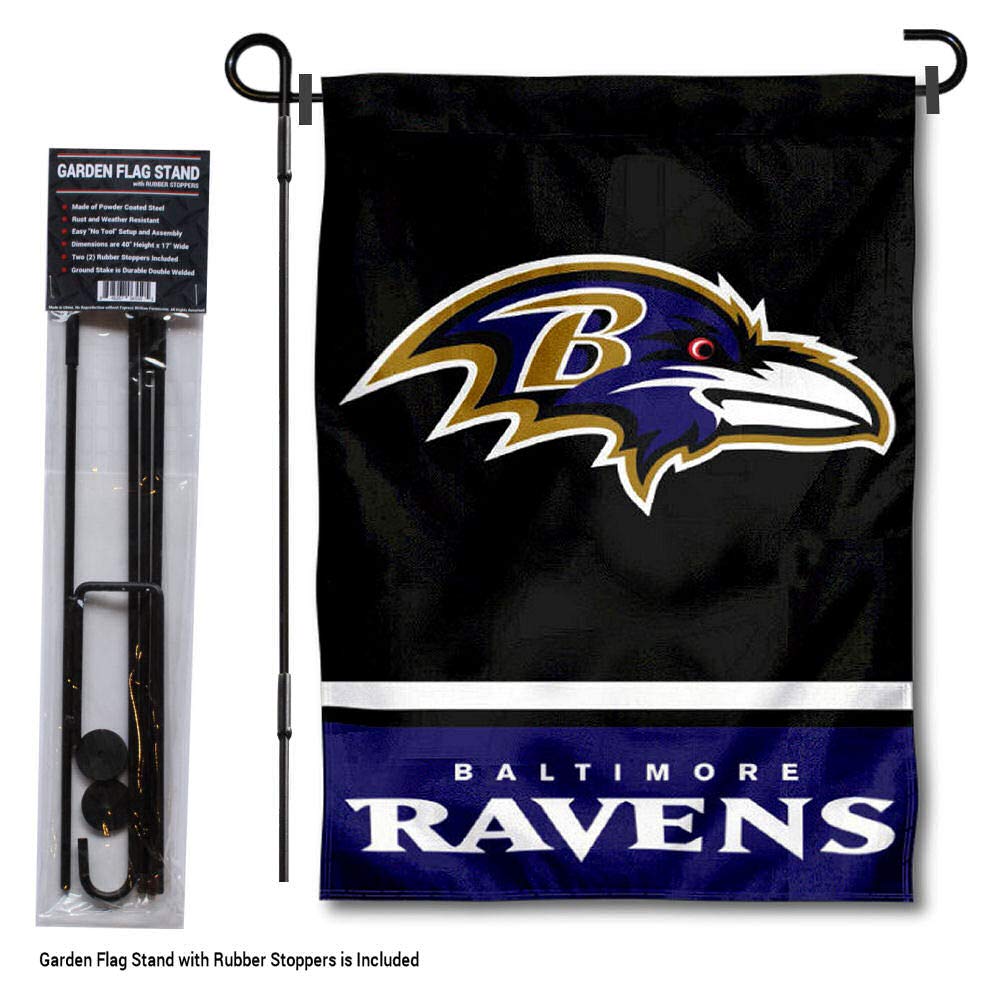 WinCraft Baltimore Ravens Garden Flag with Stand Holder - Sports Collectibles, Sports Memorabilia, Sports Fan Shop, Sports Gifts