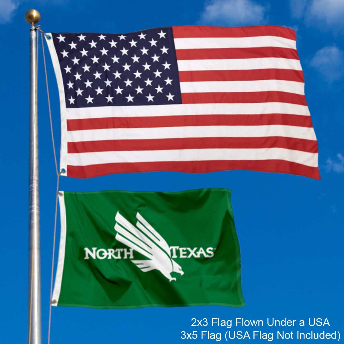 College Flags & Banners Co. North Texas Mean Green Small 2x3 Foot Flag - Sports Collectibles, Sports Memorabilia, Sports Fan Shop, Sports Gifts