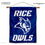Rice Owls New Owl Logo Double Sided House Flag and Wood Banner Pole Set - Sports Collectibles, Sports Memorabilia, Sports Fan Shop, Sports Gifts
