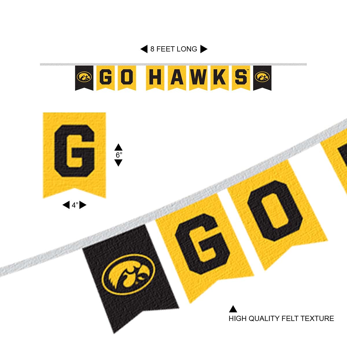 Iowa Hawkeyes Banner String Pennant Flags - Sports Collectibles, Sports Memorabilia, Sports Fan Shop, Sports Gifts