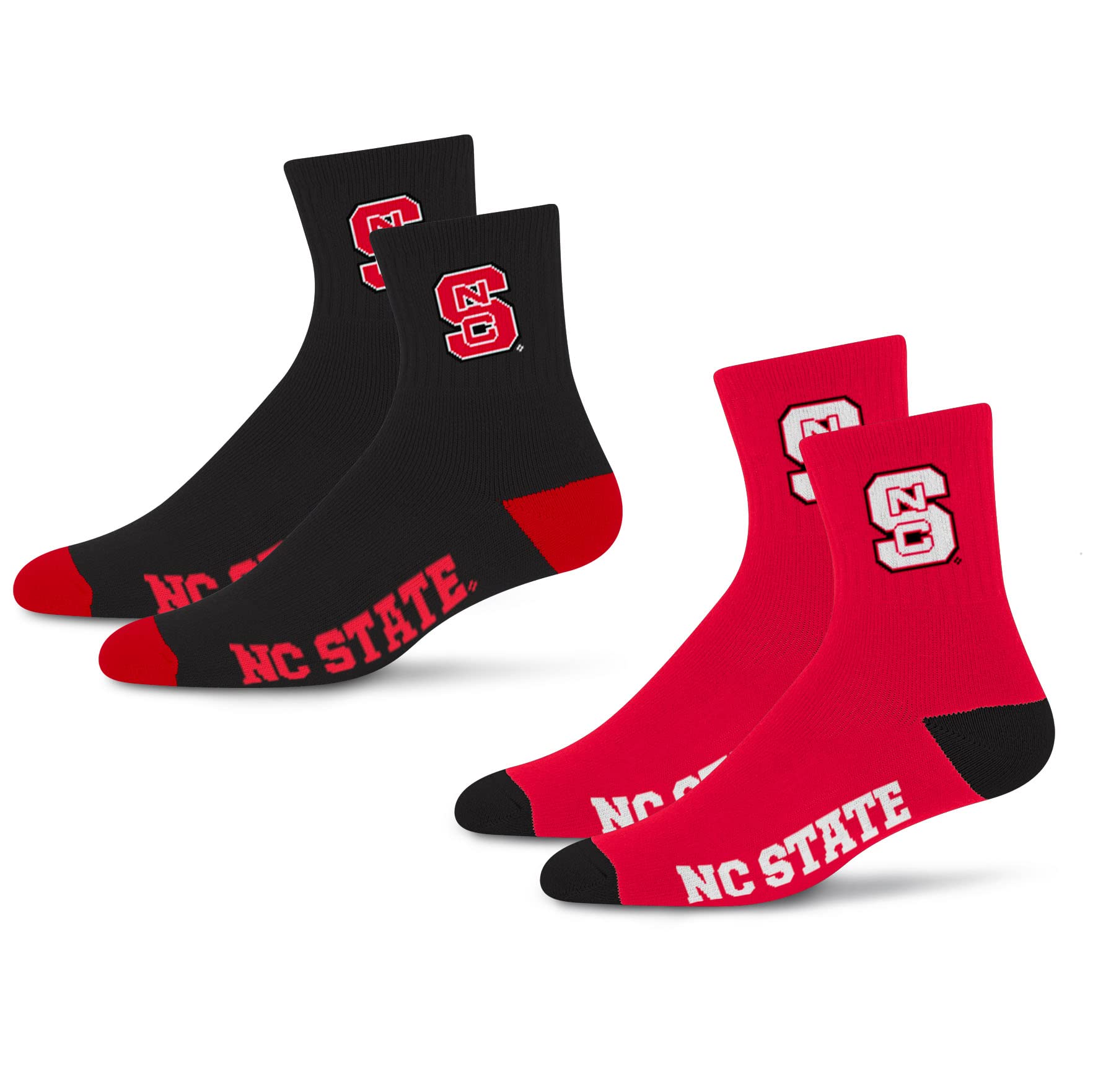 For Bare Feet NCAA NC State Wolfpack Quarter Sock Two Pack Team Colors Large - Sports Gifts, Sports Memorabilia, Sports Collectibles, Fan Shop
