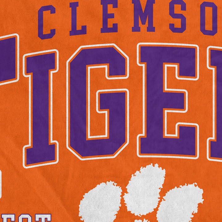 NCAA Clemson Tigers Vintage Arch Block Ultra Soft Blanket - Sports Gifts, Sports Memorabilia, Sports Collectibles, Fan Shop