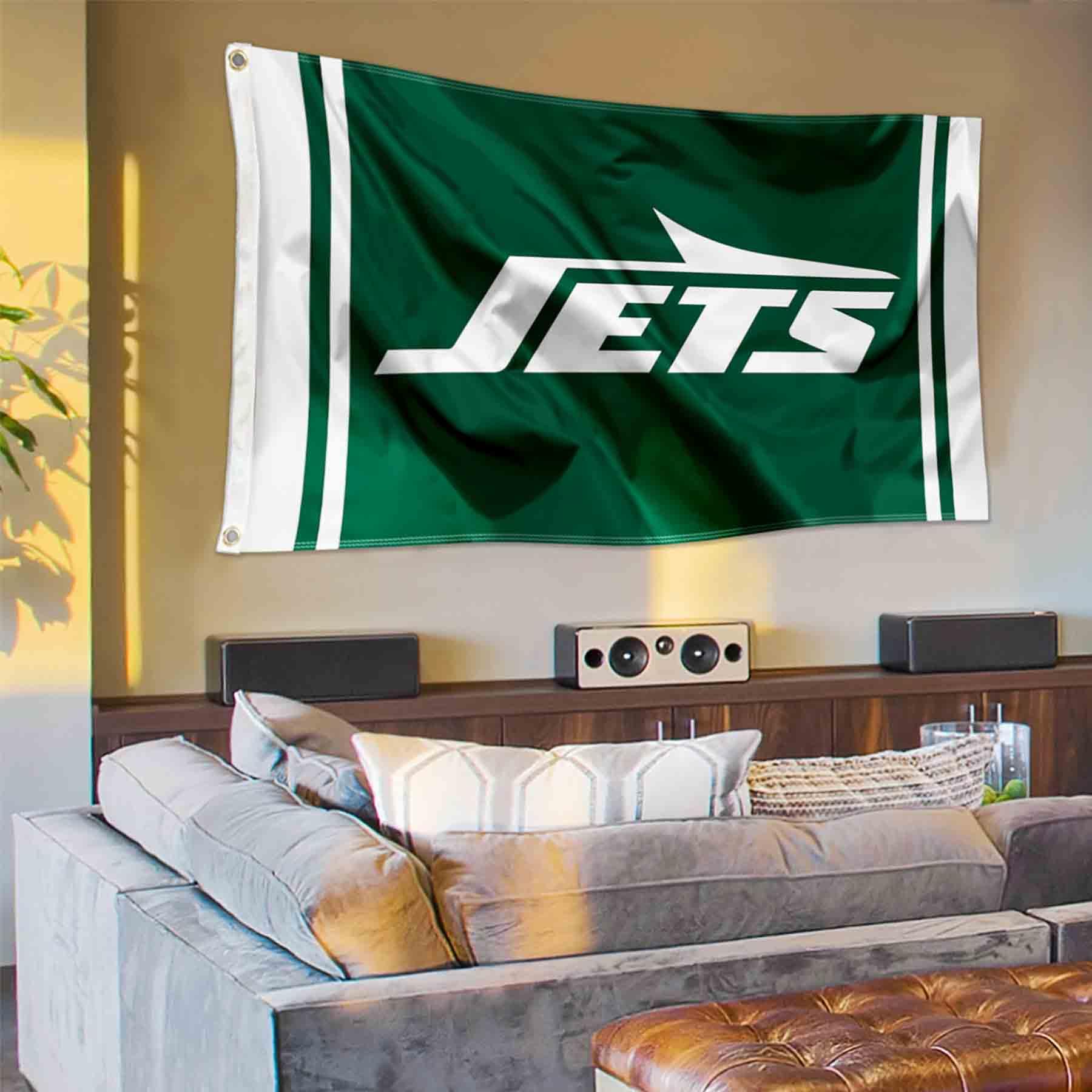 WinCraft New York Jets New Logo Large 3x5 Flag - Sports Collectibles, Sports Memorabilia, Sports Fan Shop, Sports Gifts