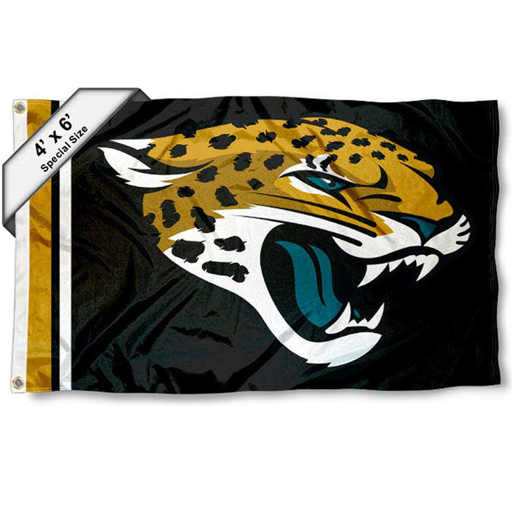 WinCraft Jacksonville Jaguars 4 ft x 6 ft Foot Flag - Sports Collectibles, Sports Memorabilia, Sports Fan Shop, Sports Gifts
