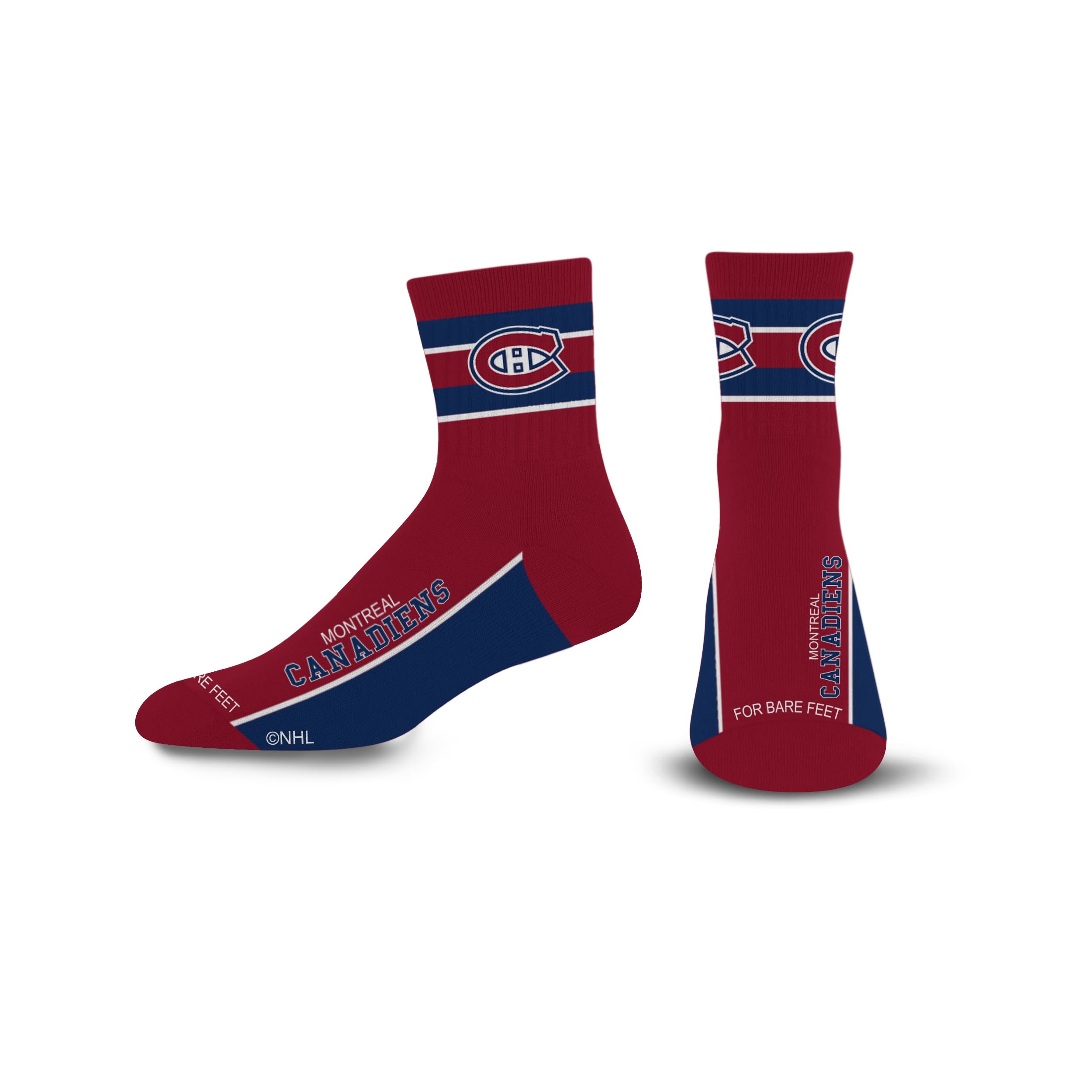 For Bare Feet NHL MONTREAL CANADIENS Lil' Deuce Quarter Sock Team Color Large - Sports Gifts, Sports Memorabilia, Sports Collectibles, Fan Shop