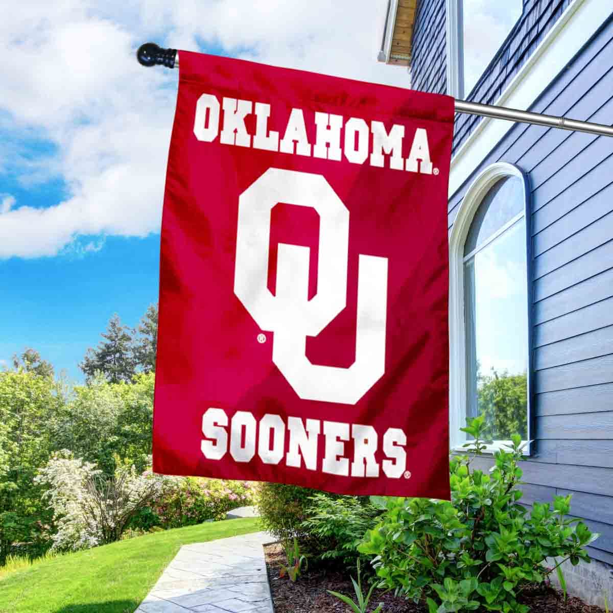 College Flags & Banners Co. University of Oklahoma House Flag with Pole Set - Sports Collectibles, Sports Memorabilia, Sports Fan Shop, Sports Gifts