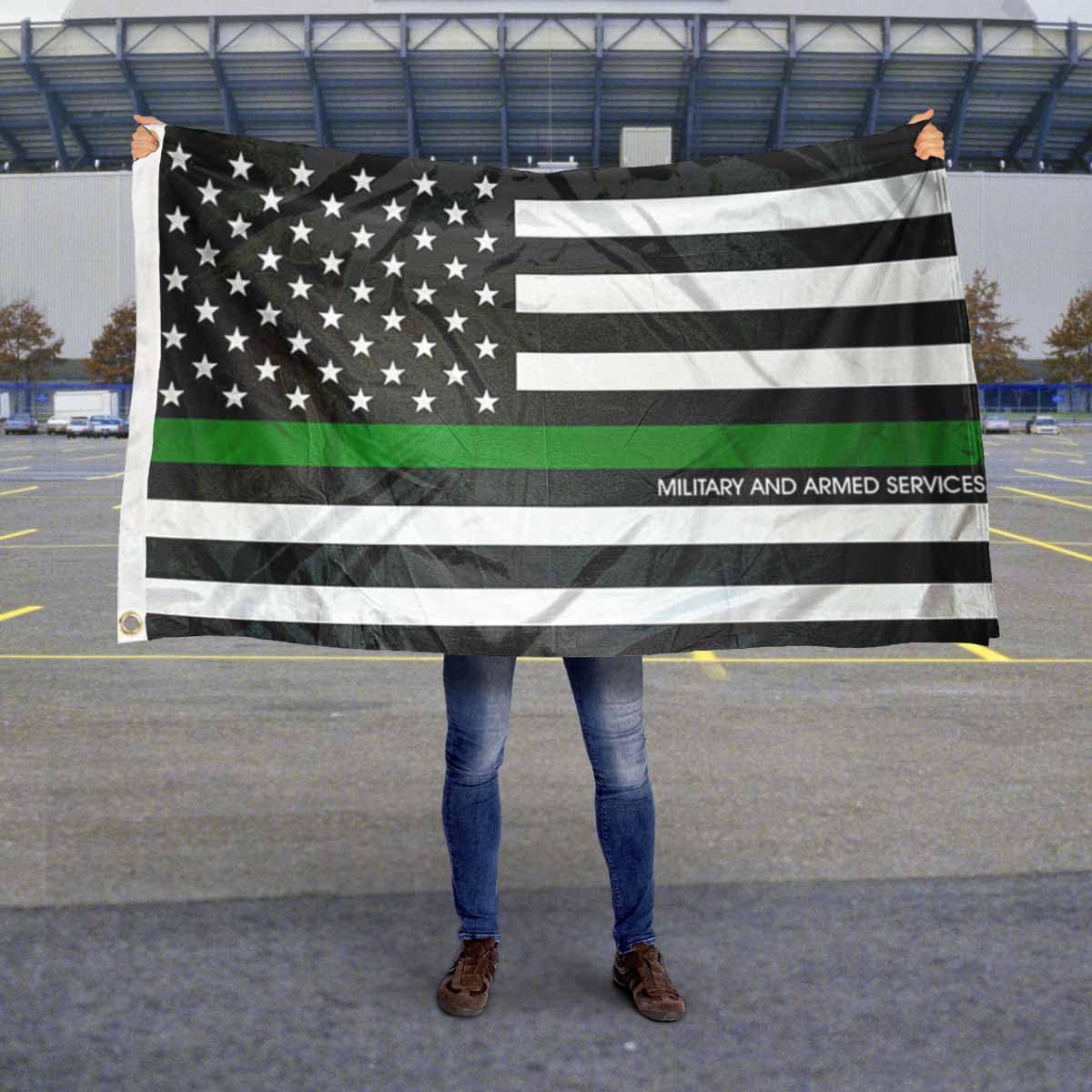 Sports Flags Pennants Company Military and Armed Services Thin Line Flag 3x5 Foot Banner - Sports Collectibles, Sports Memorabilia, Sports Fan Shop, Sports Gifts