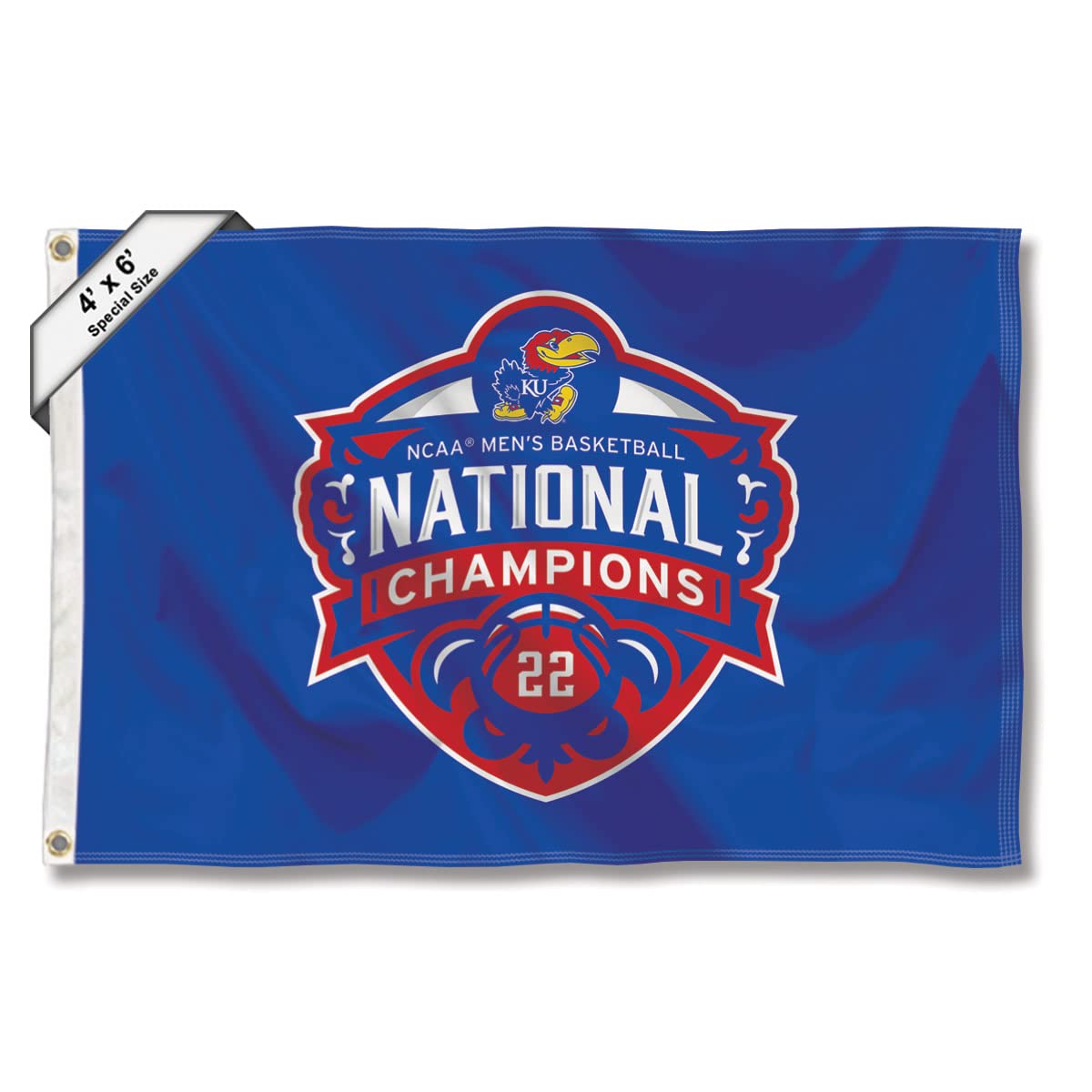 College Flags & Banners Co. Kansas KU Jayhawks 4 ft x 6 ft 2022 Basketball National Champions Flag - Sports Collectibles, Sports Memorabilia, Sports Fan Shop, Sports Gifts