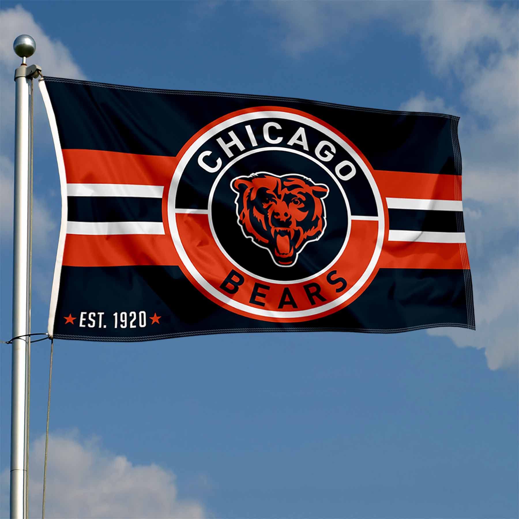 WinCraft Chicago Bears Patch Button Circle Logo Flag Large 3x5 Banner - Sports Collectibles, Sports Memorabilia, Sports Fan Shop, Sports Gifts