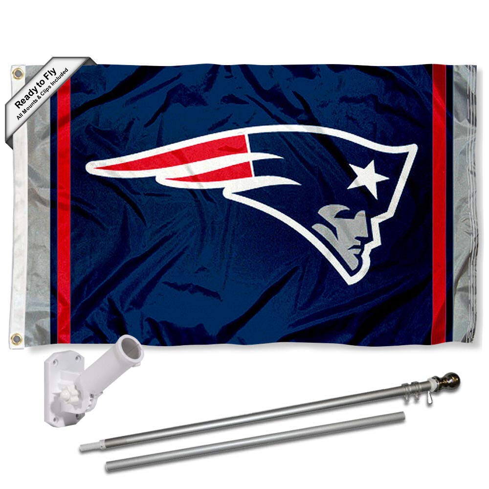 WinCraft New England Patriots Flag Pole and Bracket Kit - Sports Collectibles, Sports Memorabilia, Sports Fan Shop, Sports Gifts